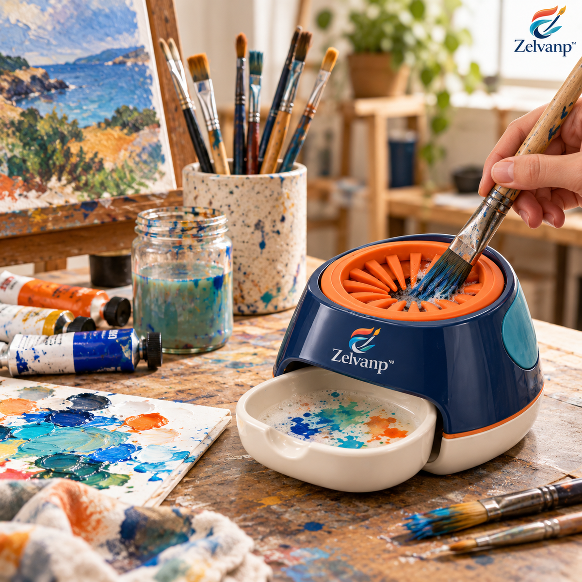 Zelvanp™ SwirlNest Brush Washer