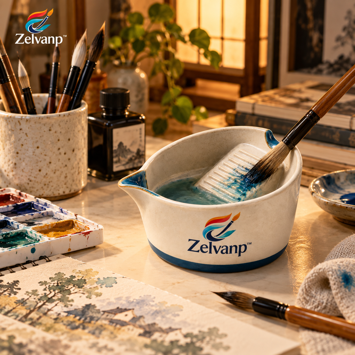 Zelvanp™ FlowRidge Brush Rinse Bowl